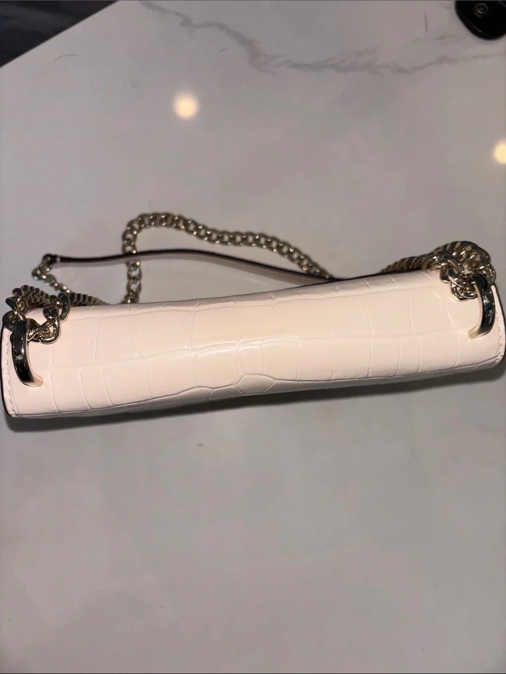 Kate Spade Ivory Leather Croc Embossed Shoulder Bag and Crossbody